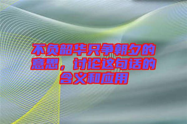 不負韶華只爭朝夕的意思，討論這句話的含義和應用