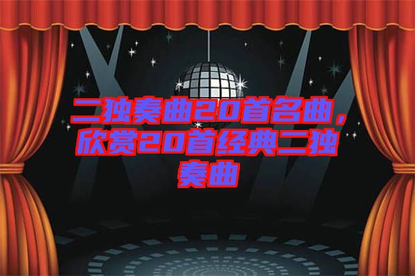 二獨奏曲20首名曲，欣賞20首經典二獨奏曲