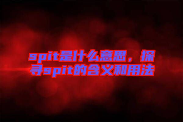 spit是什么意思，探尋spit的含義和用法