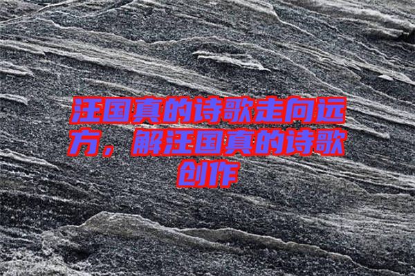 汪國真的詩歌走向遠方，解汪國真的詩歌創作