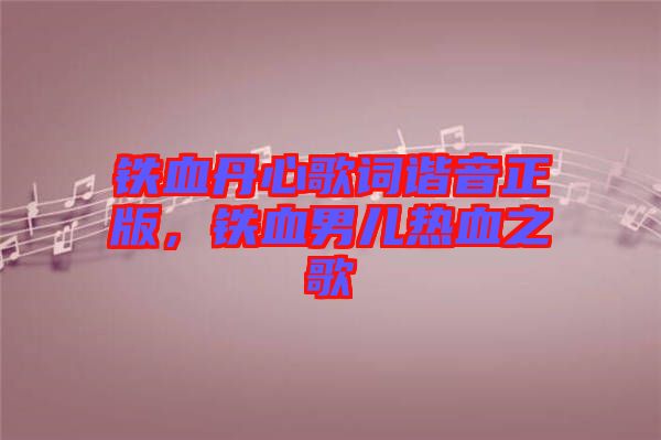 鐵血丹心歌詞諧音正版，鐵血男兒熱血之歌