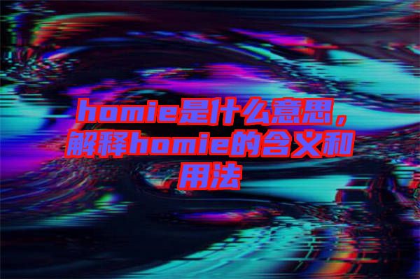 homie是什么意思，解釋homie的含義和用法
