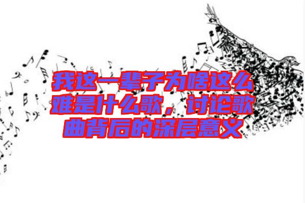 我這一輩子為啥這么難是什么歌，討論歌曲背后的深層意義