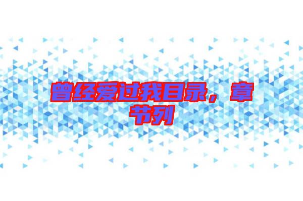 曾經(jīng)愛過我目錄，章節(jié)列