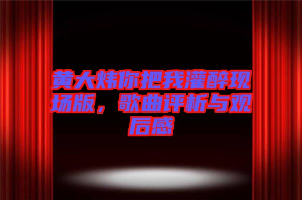 黃大煒你把我灌醉現(xiàn)場版，歌曲評析與觀后感