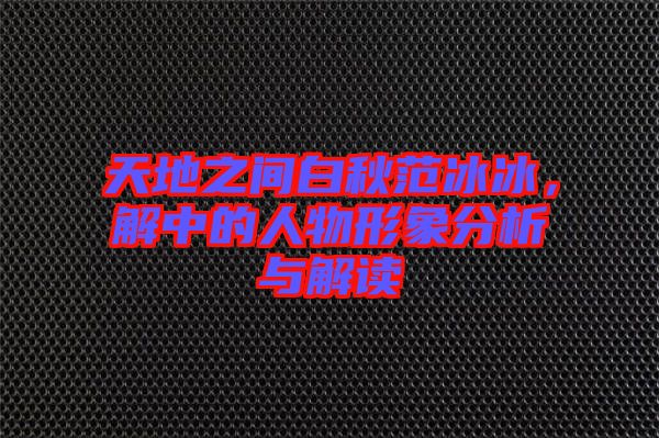天地之間白秋范冰冰，解中的人物形象分析與解讀
