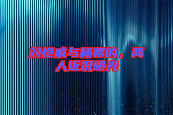 劉愷威與楊冪的，兩人近況曝光