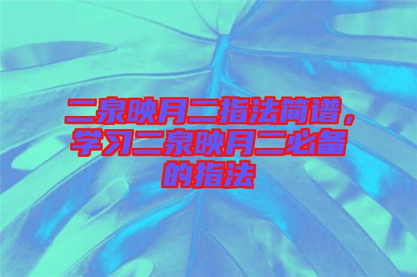 二泉映月二指法簡(jiǎn)譜，學(xué)習(xí)二泉映月二必備的指法