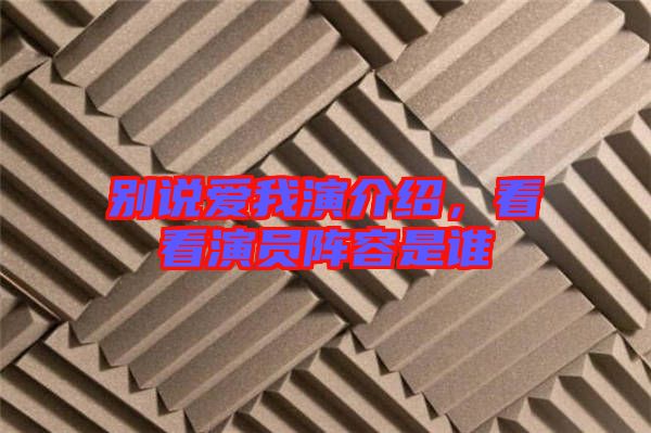 別說愛我演介紹，看看演員陣容是誰