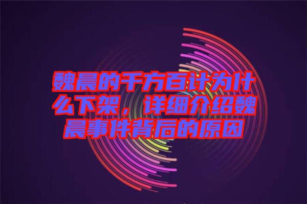魏晨的千方百計為什么下架，詳細介紹魏晨事件背后的原因