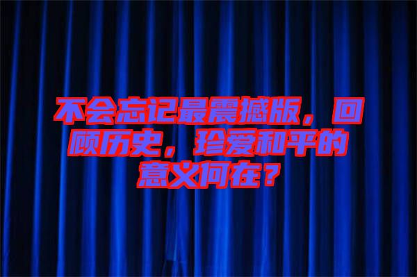 不會忘記最震撼版，回顧歷史，珍愛和平的意義何在？