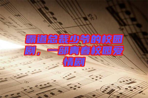 霸道總裁少爺的校園劇，一部青春校園愛情劇