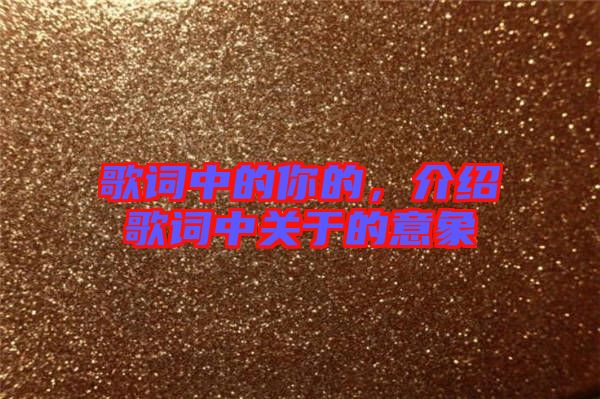 歌詞中的你的，介紹歌詞中關于的意象