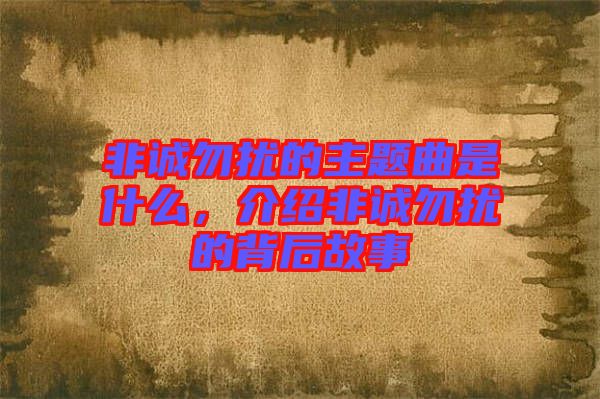 非誠勿擾的主題曲是什么，介紹非誠勿擾的背后故事