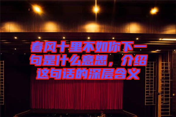 春風十里不如你下一句是什么意思，介紹這句話的深層含義