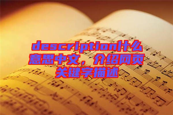 description什么意思中文，介紹網頁關鍵字描述
