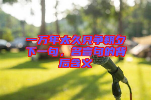 一萬年太久只爭朝夕下一句，名言句的背后含義