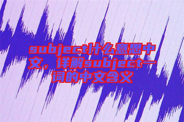 subject什么意思中文，詳解subject一詞的中文含義