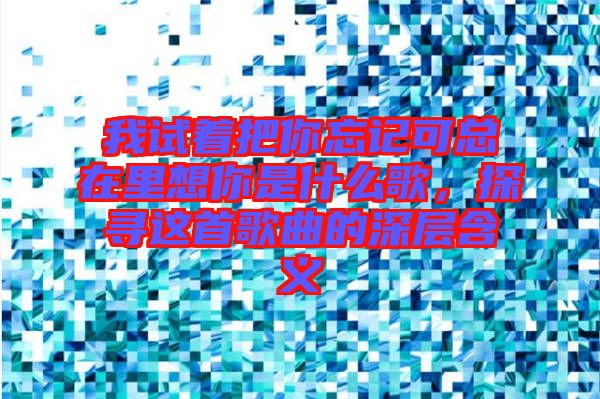 我試著把你忘記可總在里想你是什么歌，探尋這首歌曲的深層含義