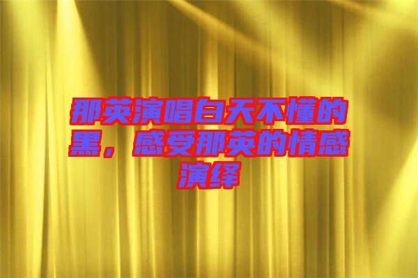 那英演唱白天不懂的黑，感受那英的情感演繹