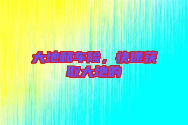 大地和車險，快速獲取大地的