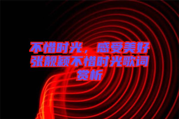 不惜時光，感受美好張靚穎不惜時光歌詞賞析