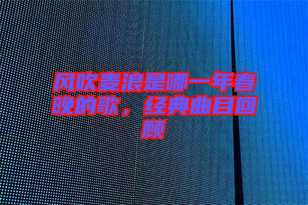 風吹麥浪是哪一年春晚的歌，經(jīng)典曲目回顧