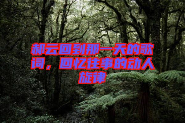 郝云回到那一天的歌詞，回憶往事的動人旋律