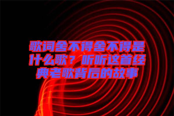 歌詞舍不得舍不得是什么歌？聽聽這首經(jīng)典老歌背后的故事