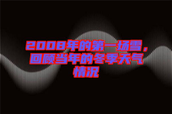 2008年的第一場雪，回顧當年的冬季天氣情況