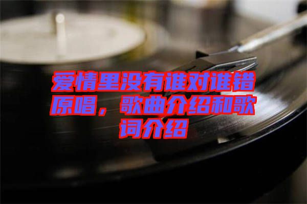 愛(ài)情里沒(méi)有誰(shuí)對(duì)誰(shuí)錯(cuò)原唱，歌曲介紹和歌詞介紹