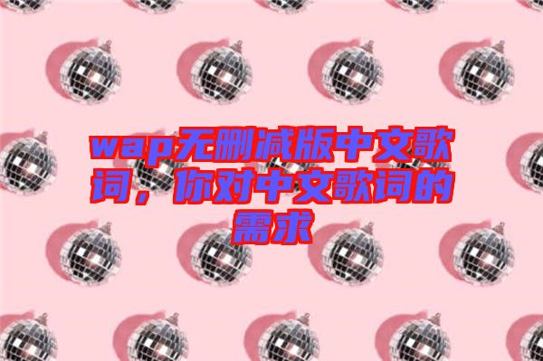 wap無刪減版中文歌詞，你對中文歌詞的需求
