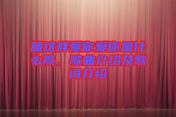 就這樣愛你愛你是什么歌，歌曲介紹及歌詞介紹