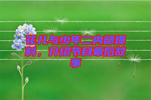 花兒與少年二內(nèi)部爆料，介紹節(jié)目幕后故事