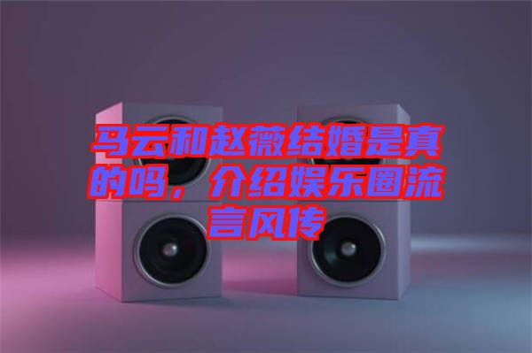 馬云和趙薇結(jié)婚是真的嗎，介紹娛樂(lè)圈流言風(fēng)傳