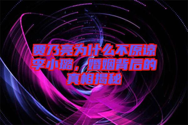 賈乃亮為什么不原諒李小璐，婚姻背后的真相揭秘