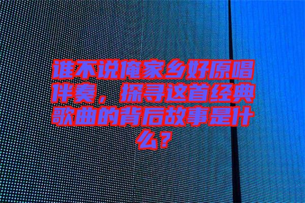 誰不說俺家鄉好原唱伴奏，探尋這首經典歌曲的背后故事是什么？