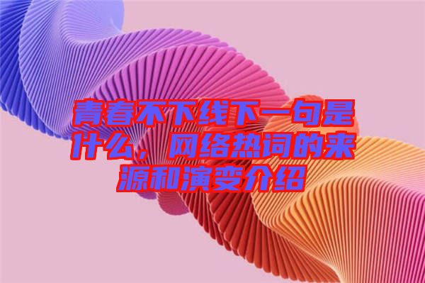 青春不下線下一句是什么，網絡熱詞的來源和演變介紹